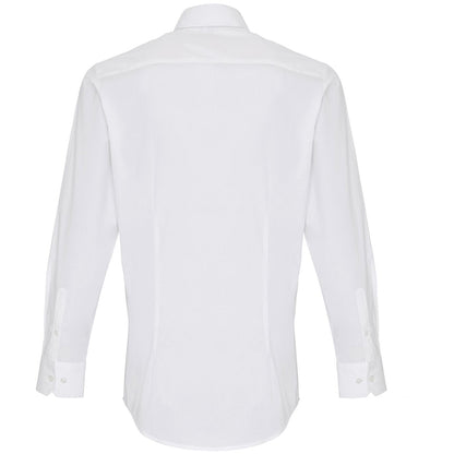 White - Back - Premier Mens Stretch Fit Poplin Long Sleeve Shirt
