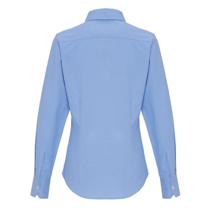 Light Blue - Back - Premier Womens-Ladies Cotton Rich Oxford Stripe Blouse
