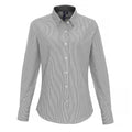 White-Navy - Front - Premier Womens-Ladies Cotton Rich Oxford Stripe Blouse