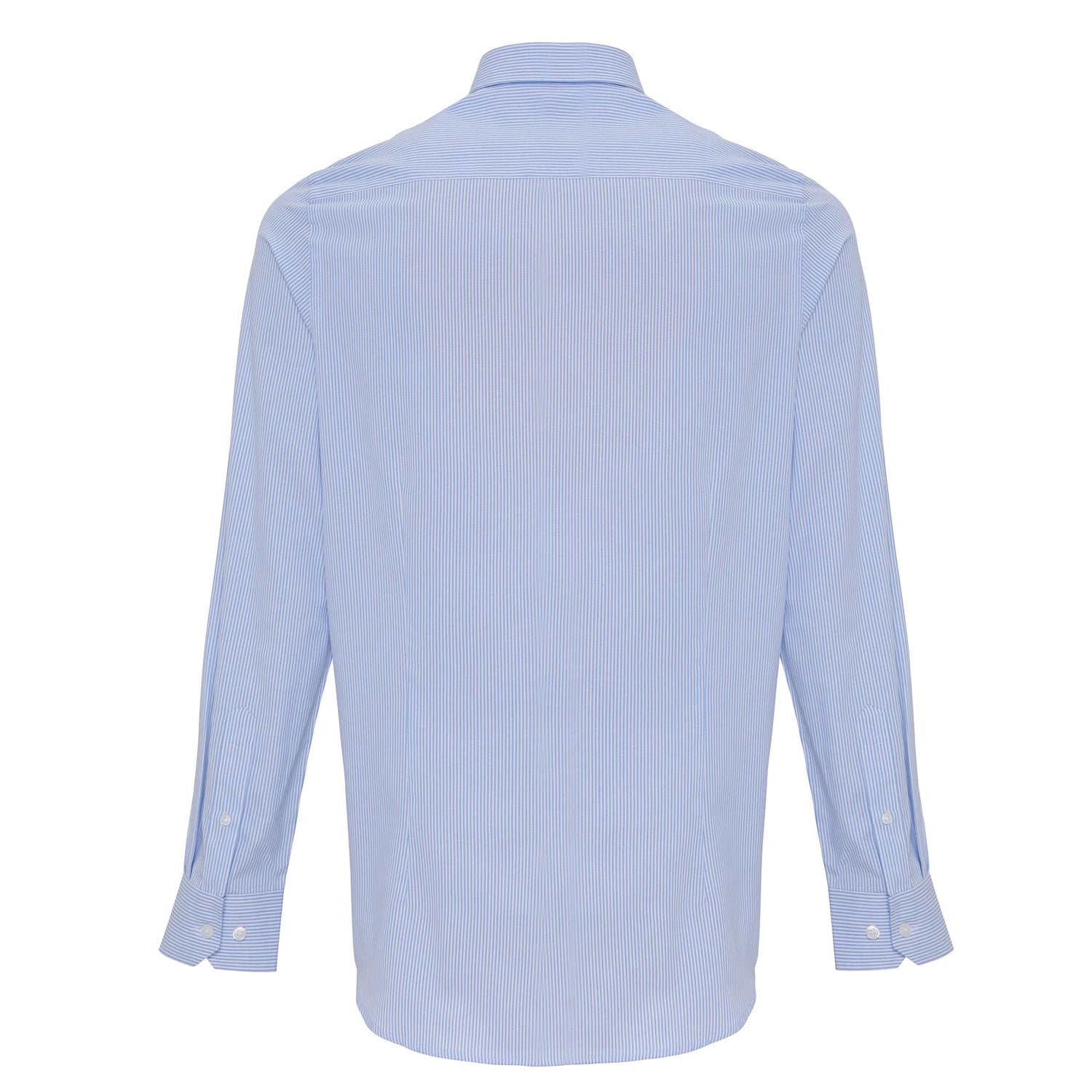 White-Light Blue - Back - Premier Mens Cotton Rich Oxford Stripe Shirt