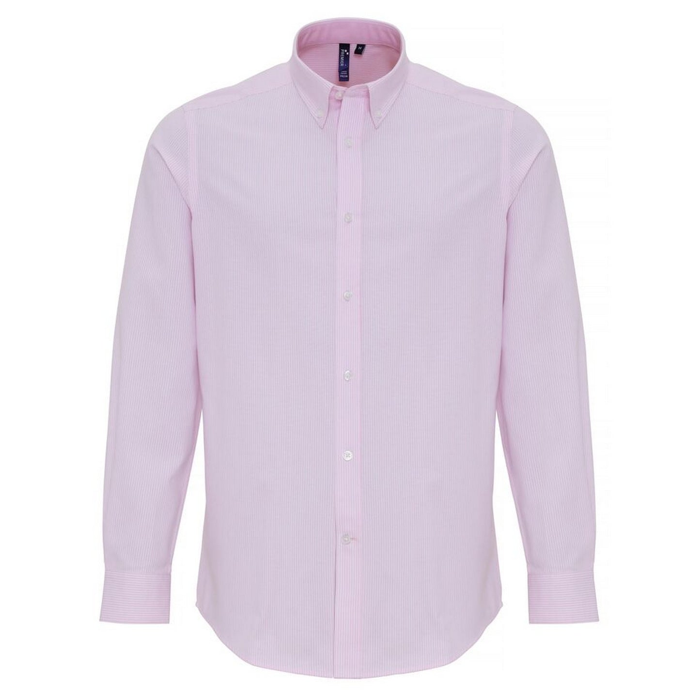 White-Pink - Front - Premier Mens Cotton Rich Oxford Stripe Shirt