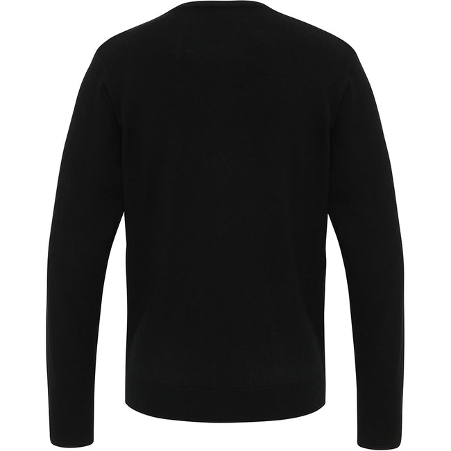 Black - Back - Premier Mens Essential Acrylic V-Neck Sweater