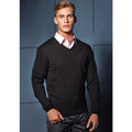 Black - Lifestyle - Premier Mens Essential Acrylic V-Neck Sweater