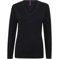 Navy - Back - Henbury Womens-Ladies 12 Gauge Fine Knit V-Neck Jumper - Sweatshirt