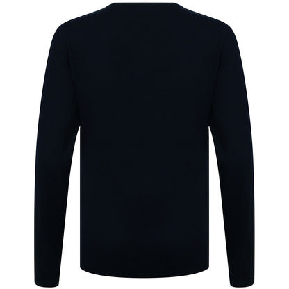 Navy - Side - Henbury Womens-Ladies 12 Gauge Fine Knit V-Neck Jumper - Sweatshirt