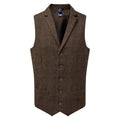 Brown Check - Front - Premier Mens Herringbone Waistcoat