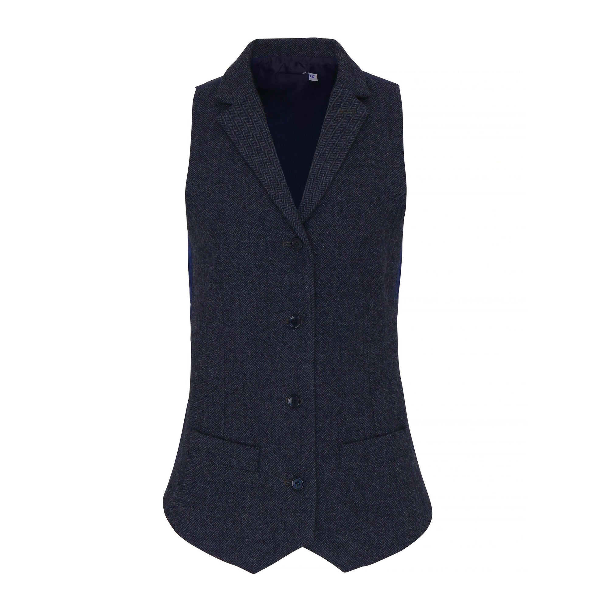 Navy - Front - Premier Womens-Ladies Herringbone Waistcoat