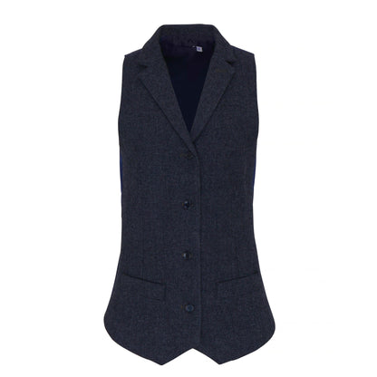 Navy - Front - Premier Womens-Ladies Herringbone Waistcoat