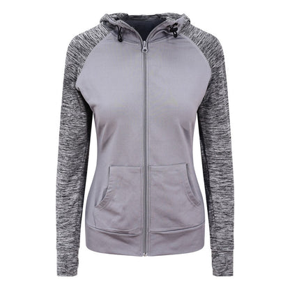 Grey-Grey Melange - Front - AWDis Just Cool Womens-Ladies Girlie Cool Contrast Zoodie