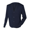 Navy - Front - Henbury Mens V Neck Button Fine Knit Cardigan