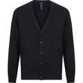 Navy - Back - Henbury Mens V Neck Button Fine Knit Cardigan