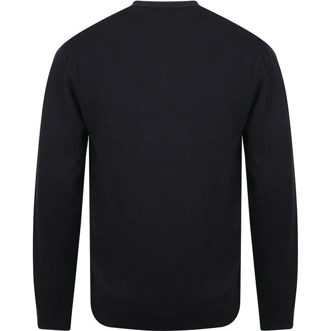 Navy - Side - Henbury Mens V Neck Button Fine Knit Cardigan
