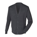 Grey Marl - Front - Henbury Mens V Neck Button Fine Knit Cardigan