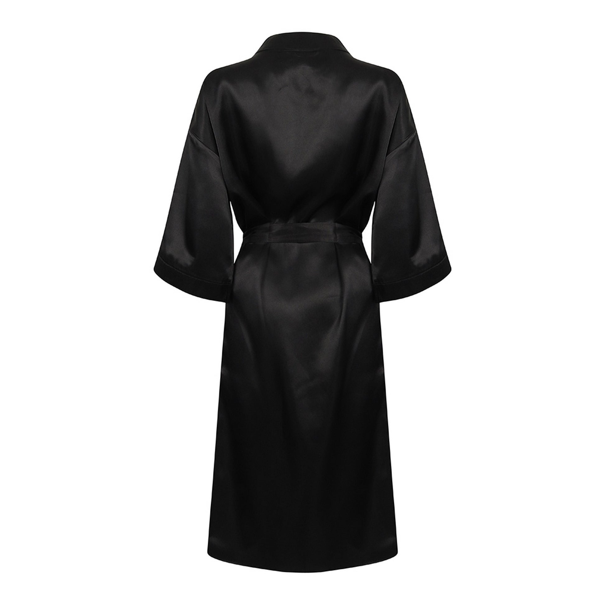 Black - Back - Towel City Womens-Ladies Satin Robe