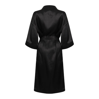 Black - Back - Towel City Womens-Ladies Satin Robe
