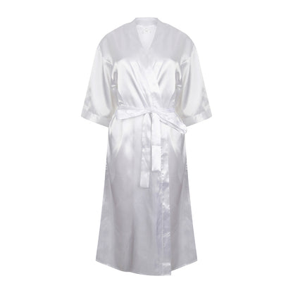 White - Front - Towel City Womens-Ladies Satin Robe
