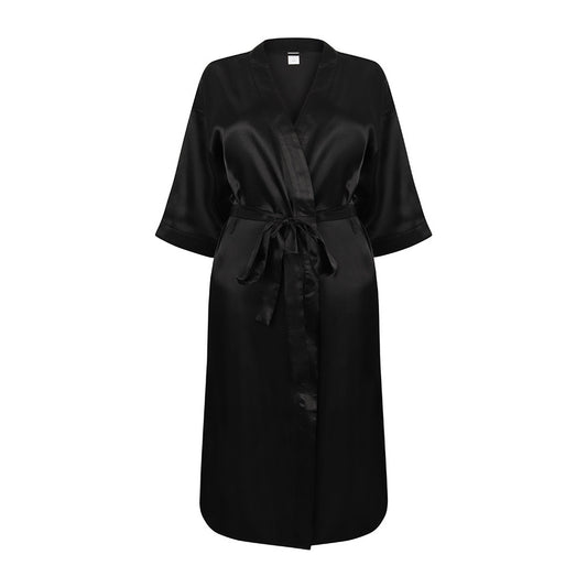 Black - Front - Towel City Womens-Ladies Satin Robe