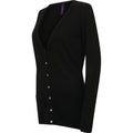 Black - Lifestyle - Henbury Ladies-Womens V-Neck Button Fine Knit Cardigan