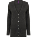 Grey Marl - Front - Henbury Ladies-Womens V-Neck Button Fine Knit Cardigan