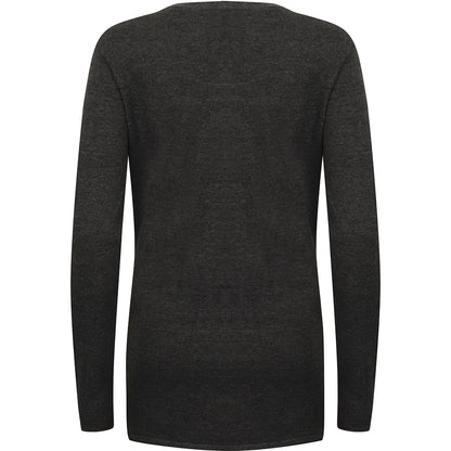 Grey Marl - Back - Henbury Ladies-Womens V-Neck Button Fine Knit Cardigan