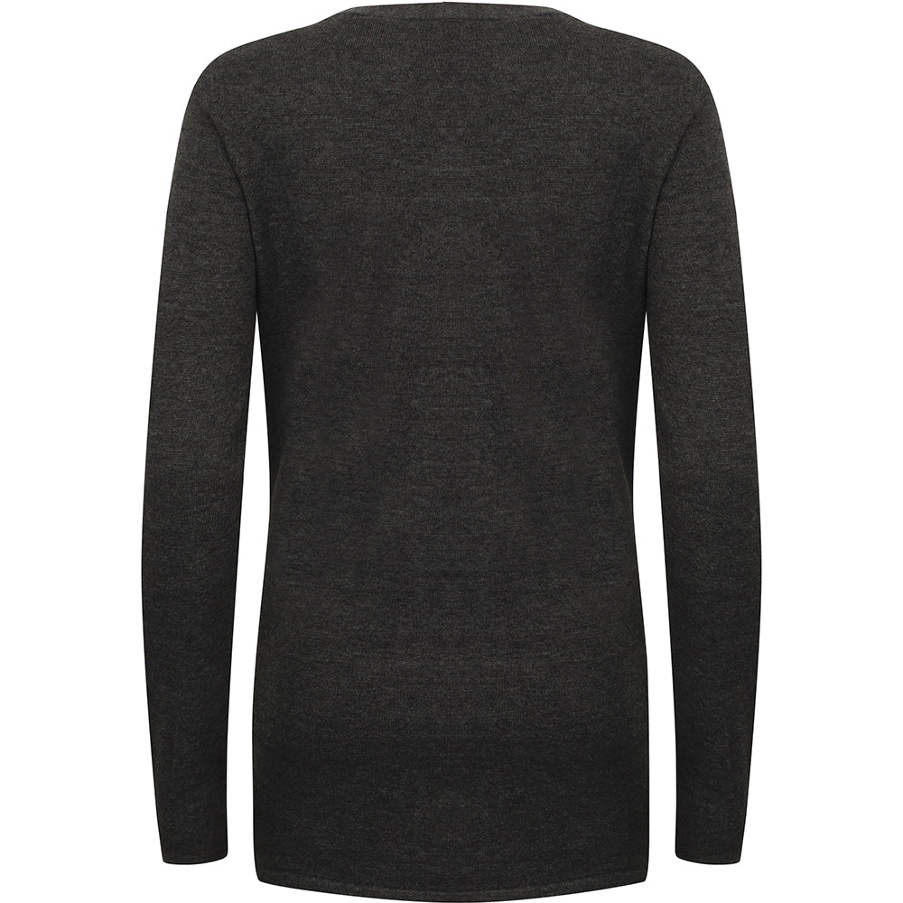 Grey Marl - Back - Henbury Ladies-Womens V-Neck Button Fine Knit Cardigan