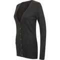 Grey Marl - Pack Shot - Henbury Ladies-Womens V-Neck Button Fine Knit Cardigan