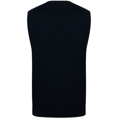 Black - Back - Henbury Mens Sleeveless 12 Gauge V-Neck Fine Knit Jumper