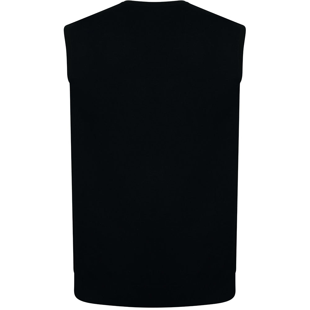 Navy - Back - Henbury Mens Sleeveless 12 Gauge V-Neck Fine Knit Jumper
