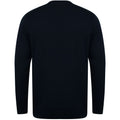 Navy - Back - Henbury Mens Crew Neck 12 Gauge Fine Knit Jumper - Sweatshirt