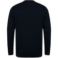 Navy - Back - Henbury Mens Crew Neck 12 Gauge Fine Knit Jumper - Sweatshirt