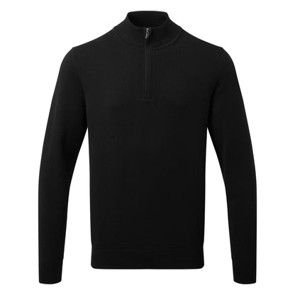 Black - Front - Asquith & Fox Mens Cotton Blend Zip Sweatshirt