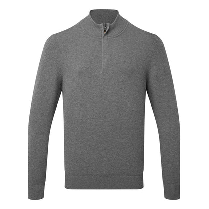 Charcoal - Front - Asquith & Fox Mens Cotton Blend Zip Sweatshirt