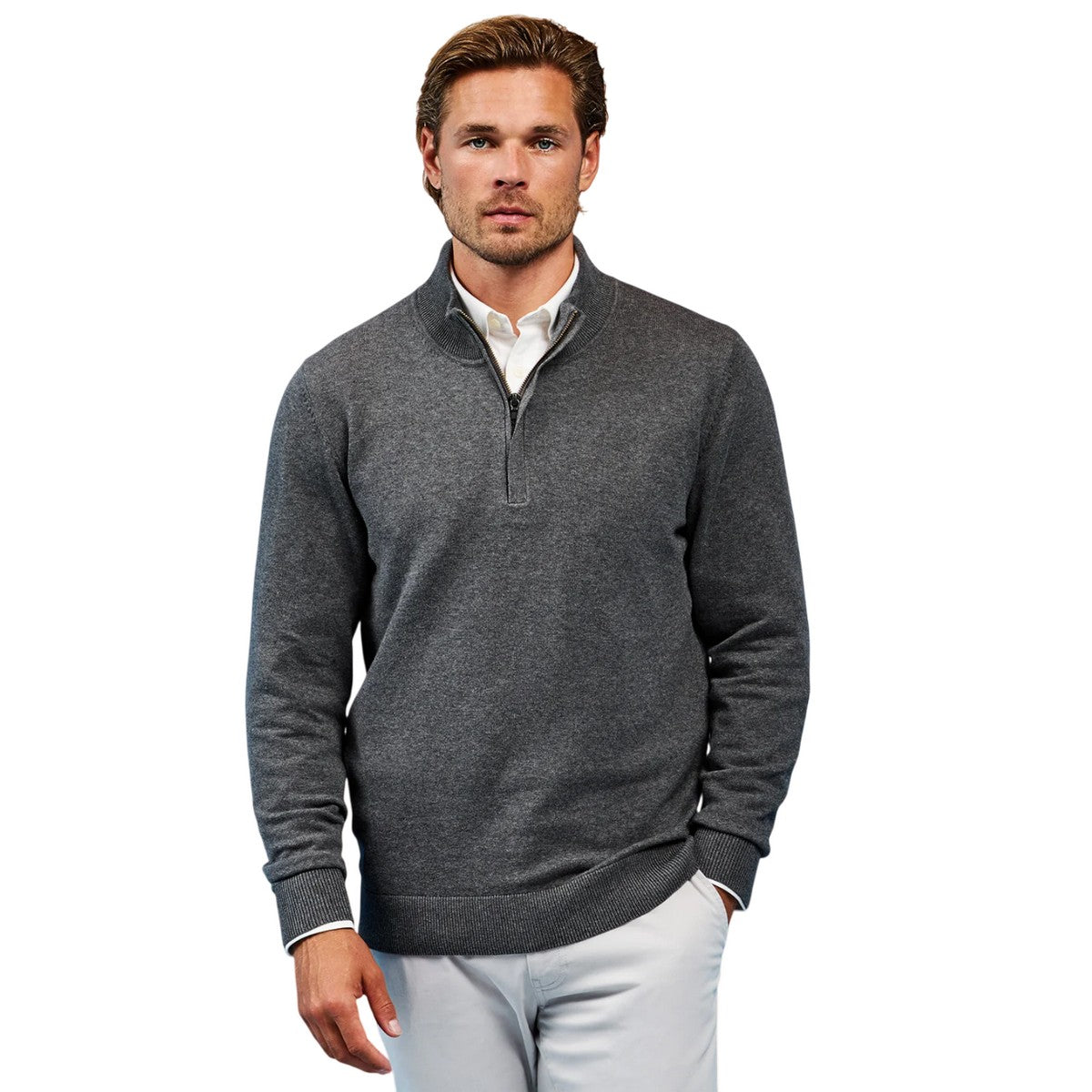 Black - Side - Asquith & Fox Mens Cotton Blend Zip Sweatshirt