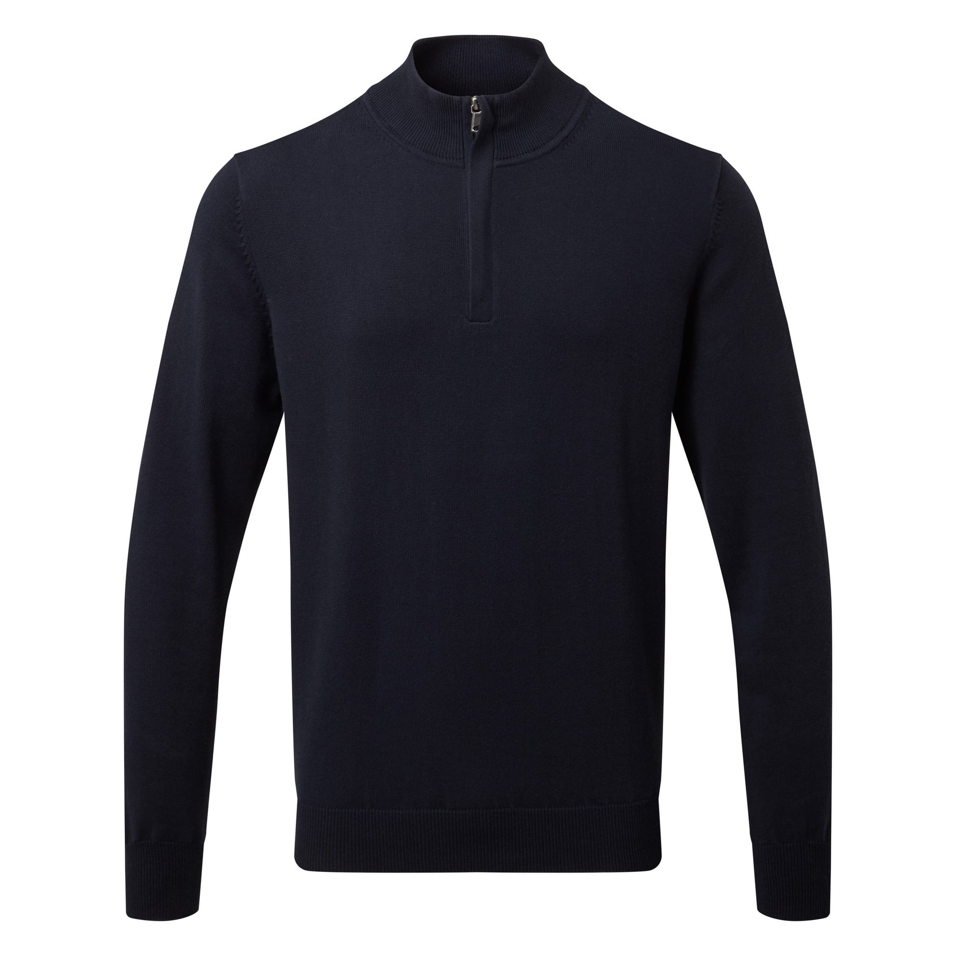 French Navy - Front - Asquith & Fox Mens Cotton Blend Zip Sweatshirt