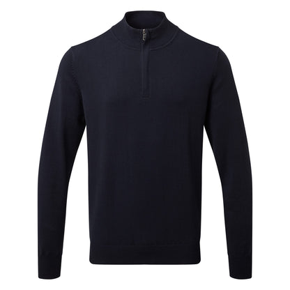 French Navy - Front - Asquith & Fox Mens Cotton Blend Zip Sweatshirt