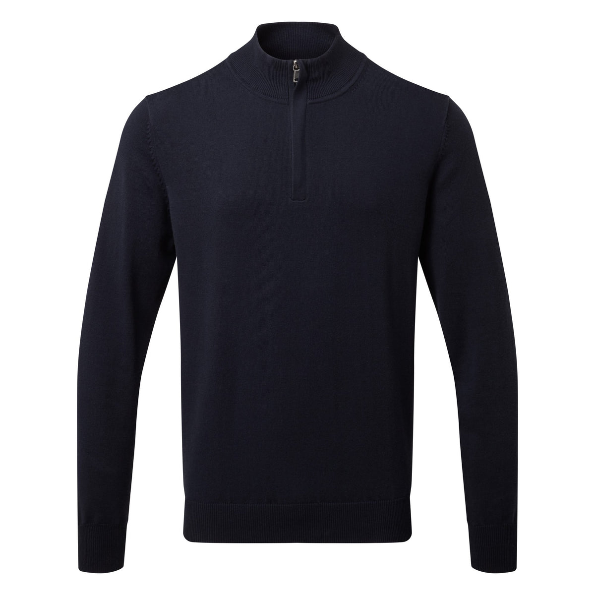 French Navy - Front - Asquith & Fox Mens Cotton Blend Zip Sweatshirt