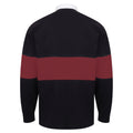 Navy-Burgundy - Back - Front Row Adults Unisex Panelled Tag Free Rugby Shirt