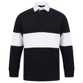 Navy-White - Front - Front Row Adults Unisex Panelled Tag Free Rugby Shirt