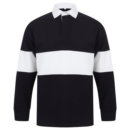 Navy-White - Front - Front Row Adults Unisex Panelled Tag Free Rugby Shirt