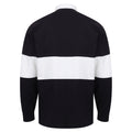 Navy-White - Back - Front Row Adults Unisex Panelled Tag Free Rugby Shirt