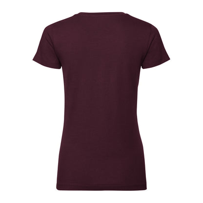 Burgundy - Back - Russell Womens-Ladies Authentic Pure Organic Tee