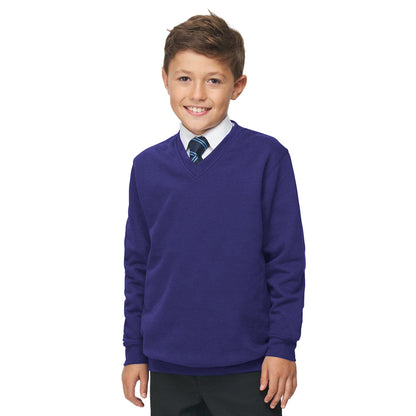 Purple - Back - AWDis Academy Childrens-Kids Junior V Neck School Jumper-Sweatshirt (Pack of 2)