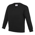 Black - Front - AWDis Academy Childrens-Kids Junior V Neck School Jumper-Sweatshirt (Pack of 2)