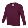 Burgundy - Front - AWDis Academy Childrens-Kids Junior V Neck School Jumper-Sweatshirt (Pack of 2)