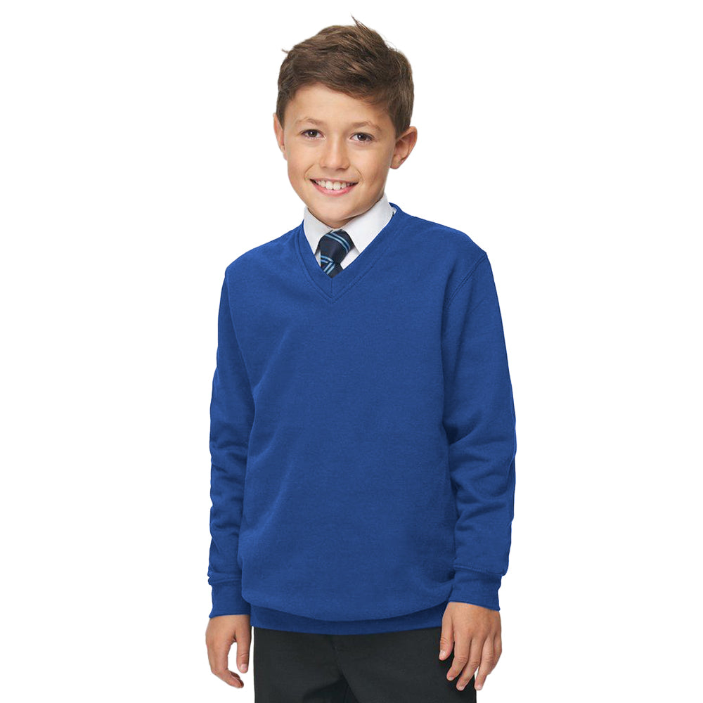 Deep Royal - Back - AWDis Academy Childrens-Kids Junior V Neck School Jumper-Sweatshirt (Pack of 2)