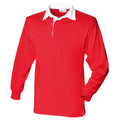 Red - Front - Front Row Kids Unisex Long Sleeve Plain Rugby Sports Polo Shirt (Pack of 2)