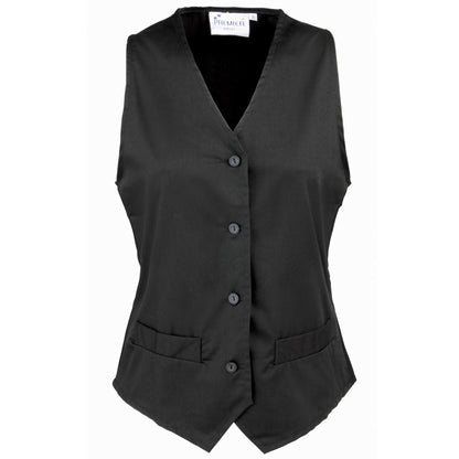Black - Front - Premier Womens-Ladies Hospitality Waistcoat - Catering - Barwear (Pack of 2)