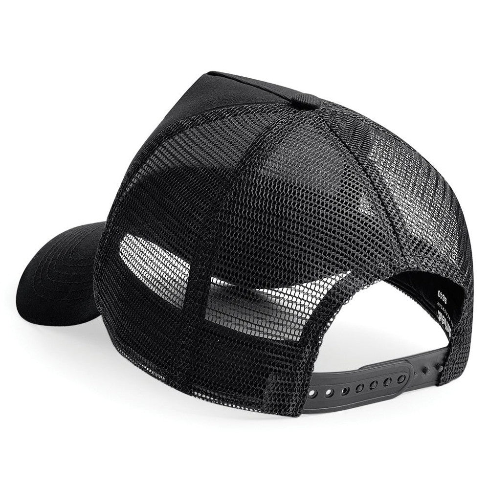 Black - Back - Beechfield Mens Half Mesh Trucker Cap - Headwear (Pack of 2)