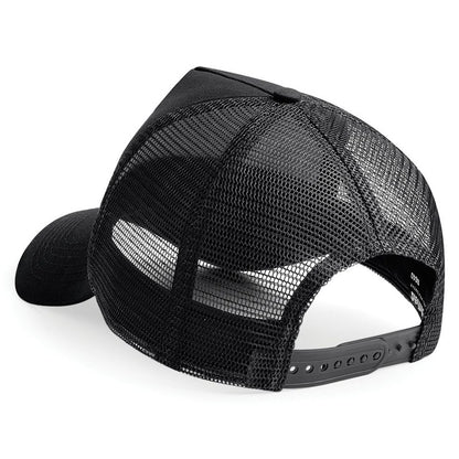 Black - Back - Beechfield Mens Half Mesh Trucker Cap - Headwear (Pack of 2)