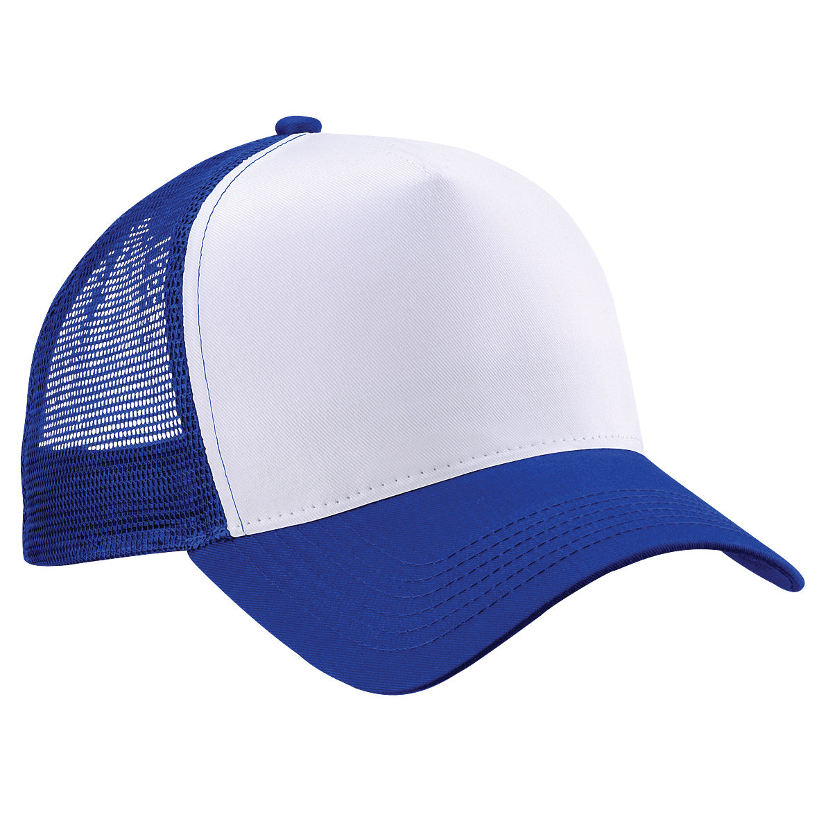 Bright Royal-White - Front - Beechfield Mens Half Mesh Trucker Cap - Headwear (Pack of 2)